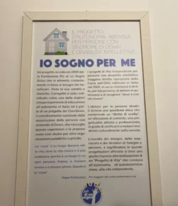 Cartello del progetto "Io Sogno per me" dell'Associazione Più di un Sogno