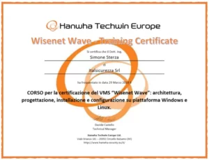 Certificazione corso Wisenet Wave Hnwha Techwin Europe