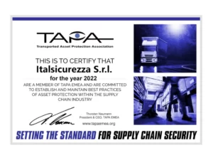 Certificato di Membership TAPA EMEA