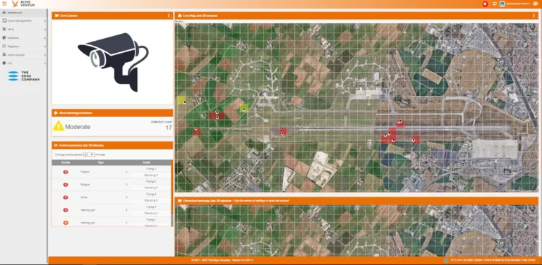 Screenshot of BCMS Ventur system for birds detection on airports