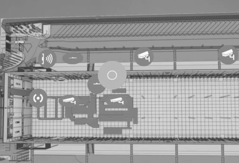 Mappa grafica sui cui sono riportati i sensori e i sistemi di sicurezza presenti in un sito e controllabile con realtà aumentata grazie a ISSAR tramite smartglasses