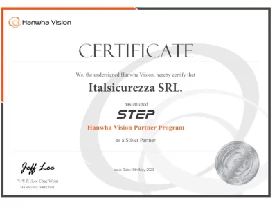 Certificazione Hanwha Vision Partner Program Silver Partner